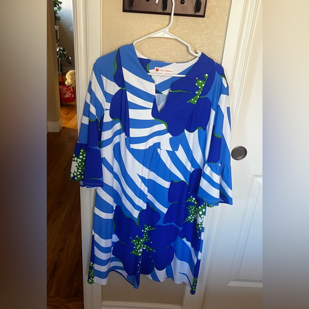 Jude Connally Blue and White Striped Dress